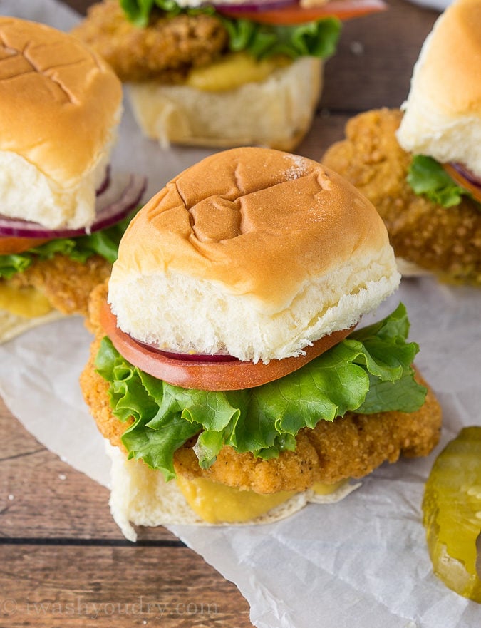 I'm obsessed with these Crispy Honey Mustard Chicken Sliders! The sweet and tangy honey mustard spread is amazing!