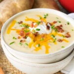 This Loaded Baked Potato Soup is a super quick and creamy version. My whole family devoured this delicious recipe!
