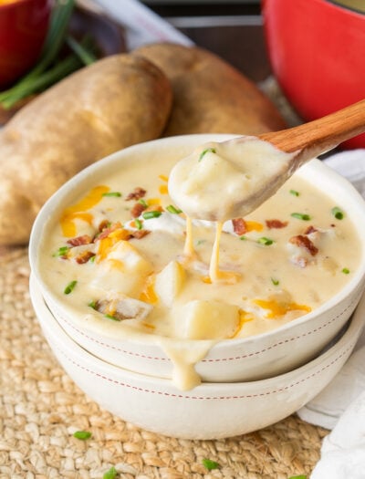 soup in a bowl with potatoes