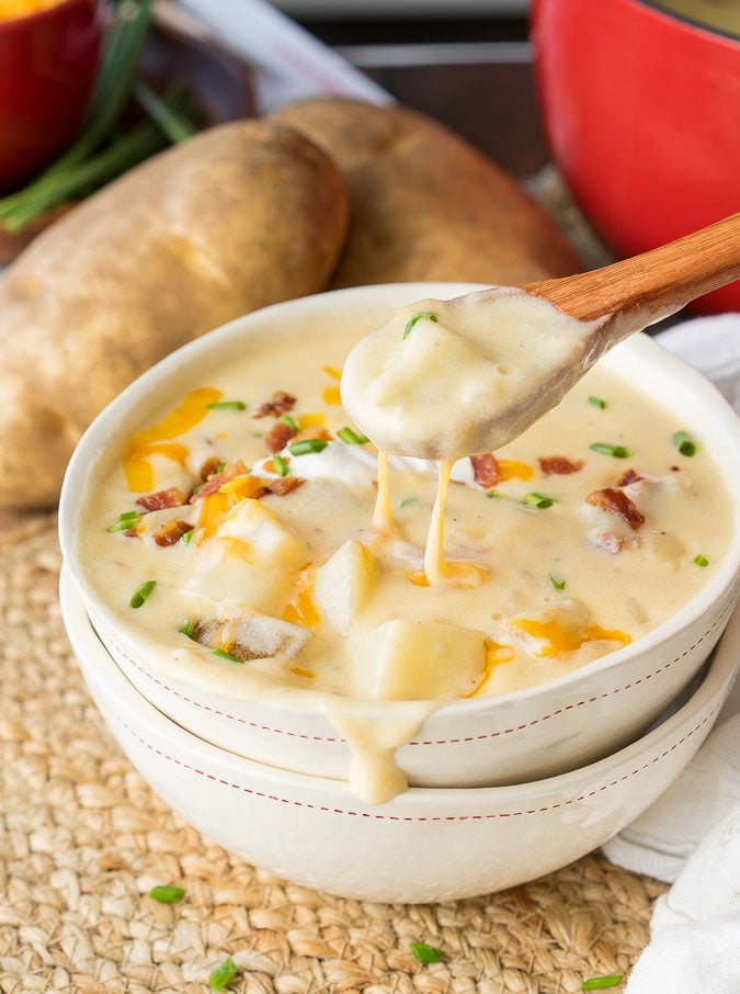 This Loaded Baked Potato Soup is a super quick and creamy version. My whole family devoured this delicious recipe!