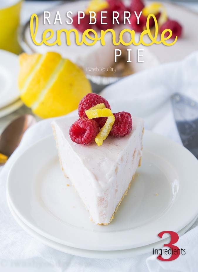 This super easy, 3 ingredient, Raspberry Lemonade Pie is a frozen pie that's perfect for a cool and refreshing dessert!