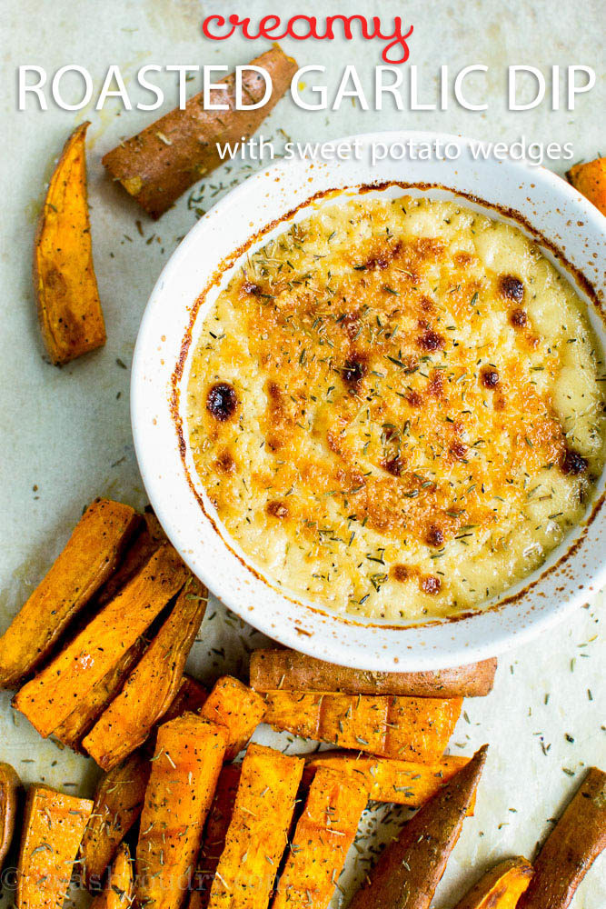 Roasted Garlic Dip with Sweet Potato Wedges copy