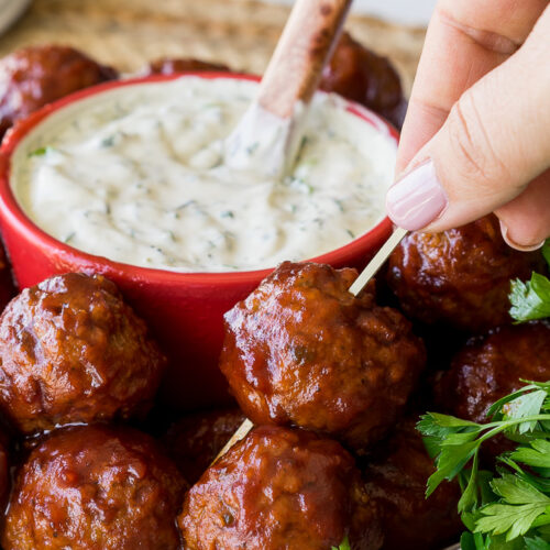 Cranberry Meatballs with Sour Cream Herb Dip I Wash You Dry