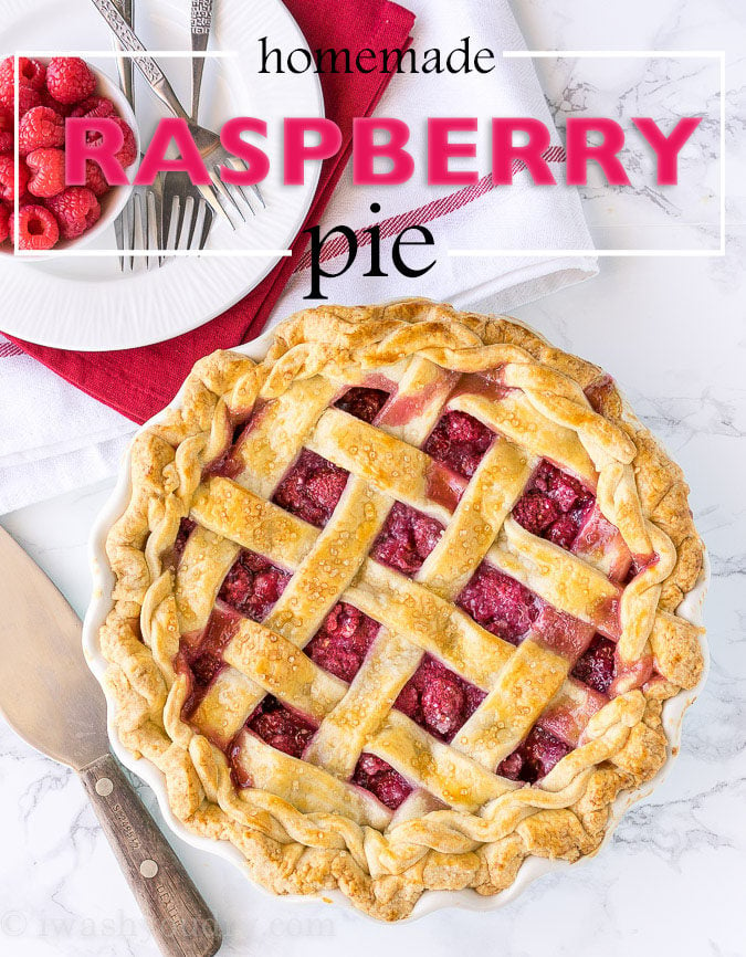 This homemade Raspberry Pie recipe is perfection! The filling is sweet and stays together, doesn't fall apart!