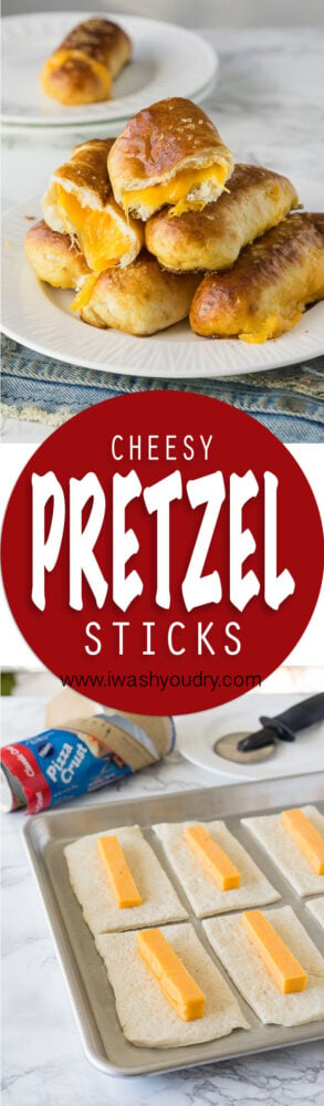 These Cheesy Pretzel Sticks are soft pretzels stuffed with cheese and just 5 simple ingredients. Ready in less than 20 minutes!