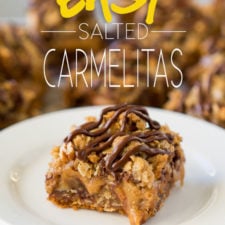 These Easy Salted Carmelitas are a super easy cookie bar recipe that's filled with caramel and only 7 ingredient!