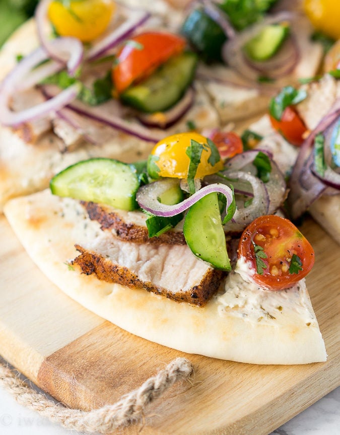 These Spiced Pork Tenderloin Flatbreads are a breeze to whip up for a quick dinner or lunch. They are even great as an appetizer too!