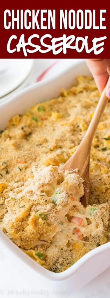 WOW! This super easy Chicken Noodle Casserole was a huge hit with my family! So easy and so delicious!
