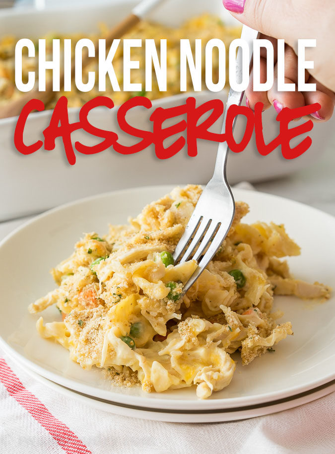 This Easy Chicken Noodle Casserole recipe is filled with the classic comforts of creamy chicken noodle soup, but in a delicious casserole form.