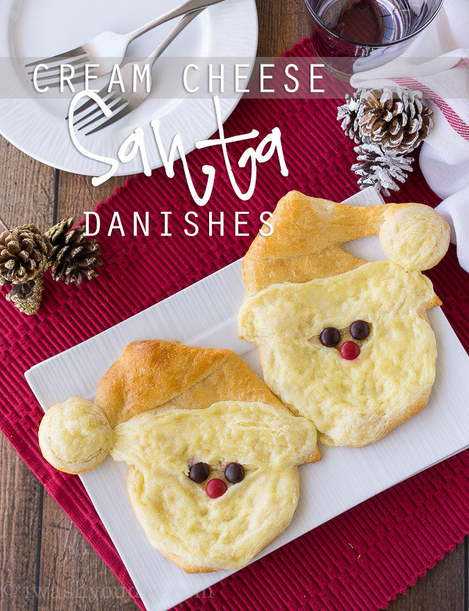 This Cream Cheese Santa Danish pastry is a super fun breakfast idea for Christmas! So easy!