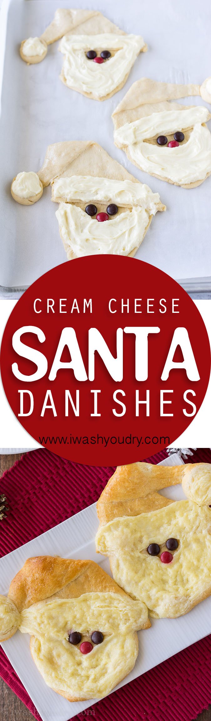 This Cream Cheese Santa Danish pastry is a super fun breakfast idea for Christmas! So easy!