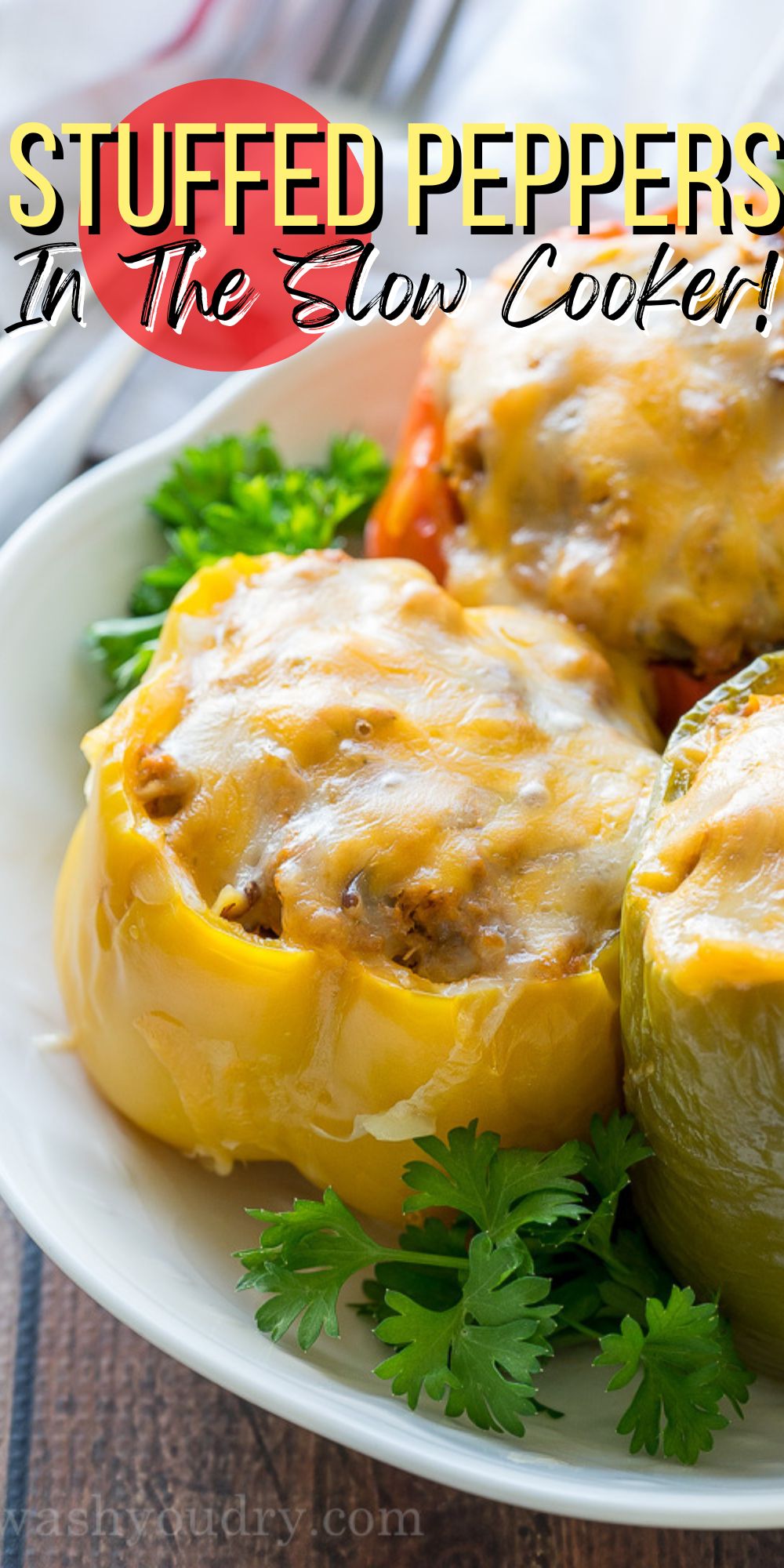 Slow Cooker Steakhouse Stuffed Peppers I Wash You Dry
