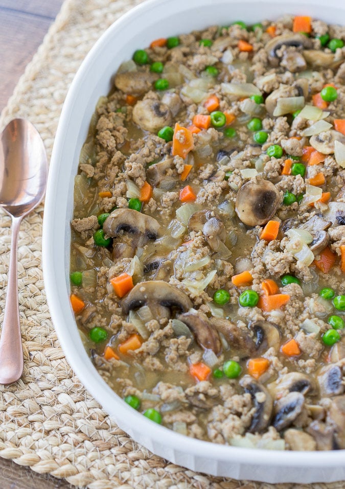 This comforting Turkey Mushroom Shepherd's Pie is a quick 30 minute dinner recipe that the whole family will love!
