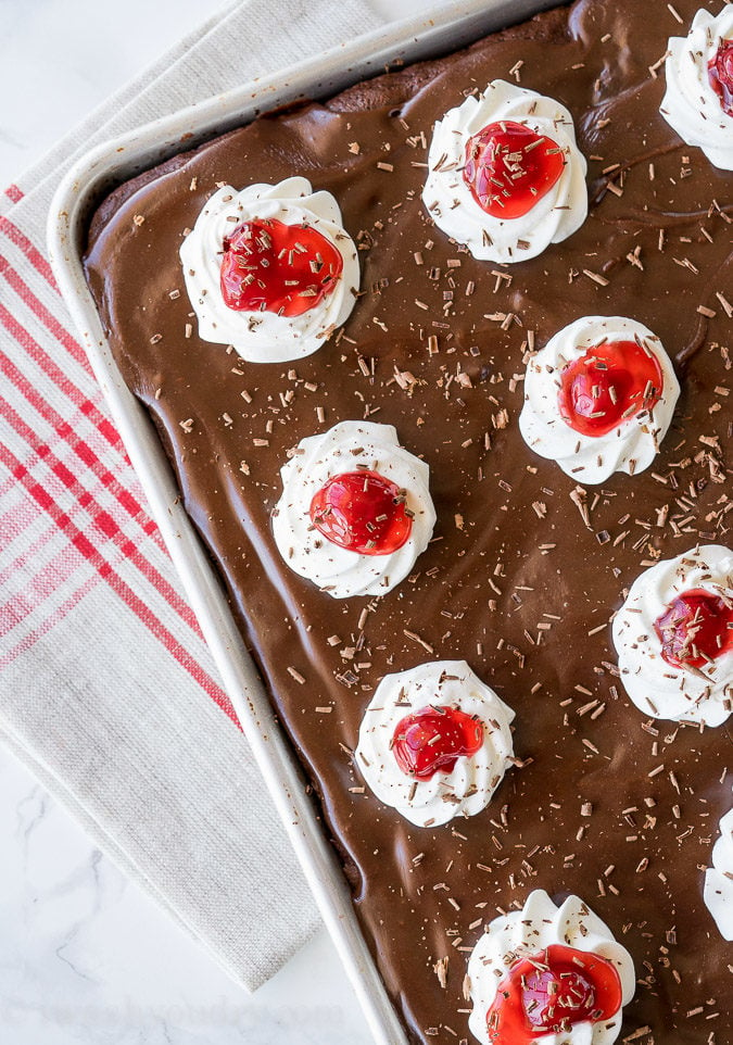 Half Sheet Pan Texas Sheet Cake - Cookie Madness