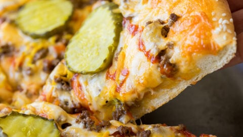 My whole family LOVED this Cheeseburger Pizza! We make it at least once a month now!