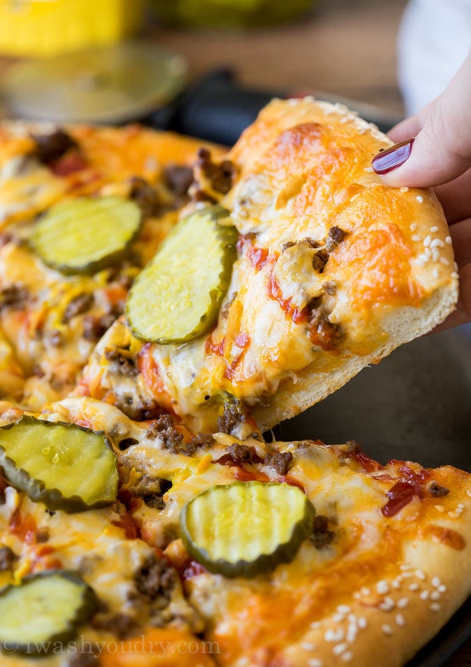 My whole family LOVED this Cheeseburger Pizza! We make it at least once a month now!