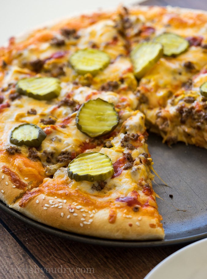 My whole family LOVED this Cheeseburger Pizza! We make it at least once a month now!