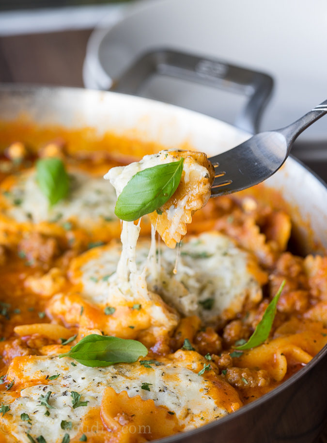 My whole family raved about this One Skillet Polka Dot Lasagna and asks for it almost weekly! Love this easy dinner recipe!