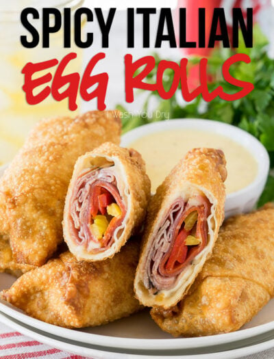 These Spicy Italian Egg Rolls have all the flavors of your favorite sub sandwich packed inside a deep fried egg roll. Serve this tasty appetizer with a side of creamy italian dressing and you'll be in heaven!