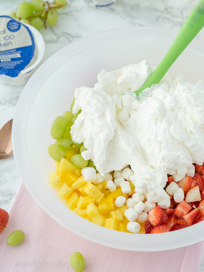 I took this Ambrosia Fresh Fruit Salad to a pot luck and it was the first thing gone! So simple, fresh and easy! I will definitely be making over and over again! 