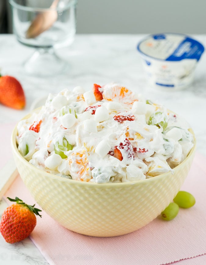 I took this Ambrosia Fresh Fruit Salad to a pot luck and it was the first thing gone! So simple, fresh and easy! I will definitely be making over and over again! 