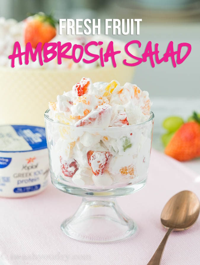 I took this Ambrosia Fresh Fruit Salad to a pot luck and it was the first thing gone! So simple, fresh and easy! I will definitely be making over and over again! 