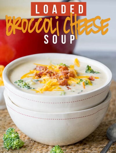This Loaded Broccoli Cheese Soup Recipe is filled to the brim with all the deliciousness you could ever want in a soup, plus BACON! My whole family LOVED this one!