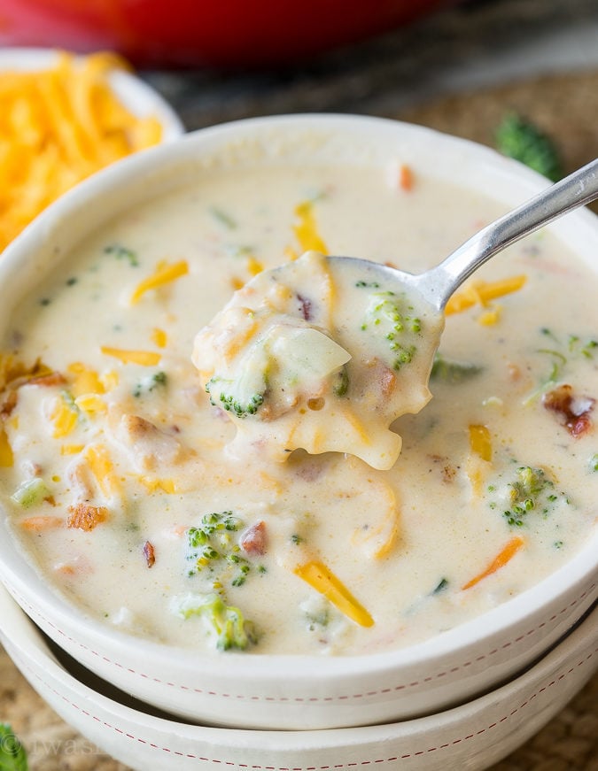 This Loaded Broccoli Cheese Soup Recipe is filled to the brim with all the deliciousness you could ever want in a soup, plus BACON! My whole family LOVED this one!