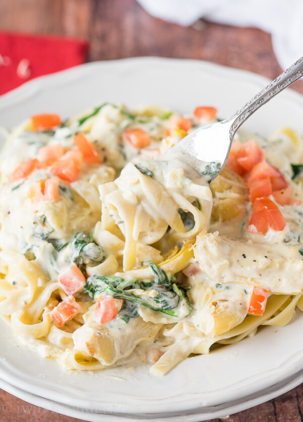Spinach Artichoke Fettuccine Alfredo I Wash You Dry