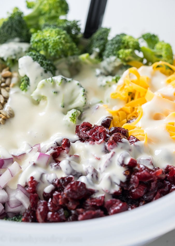 Deli Style Broccoli Cheddar Salad is just like the broccoli salad you can get at the deli, but super simple to make at home!