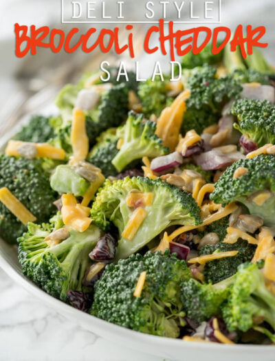 Deli Style Broccoli Cheddar Salad is just like the broccoli salad you can get at the deli, but super simple to make at home!