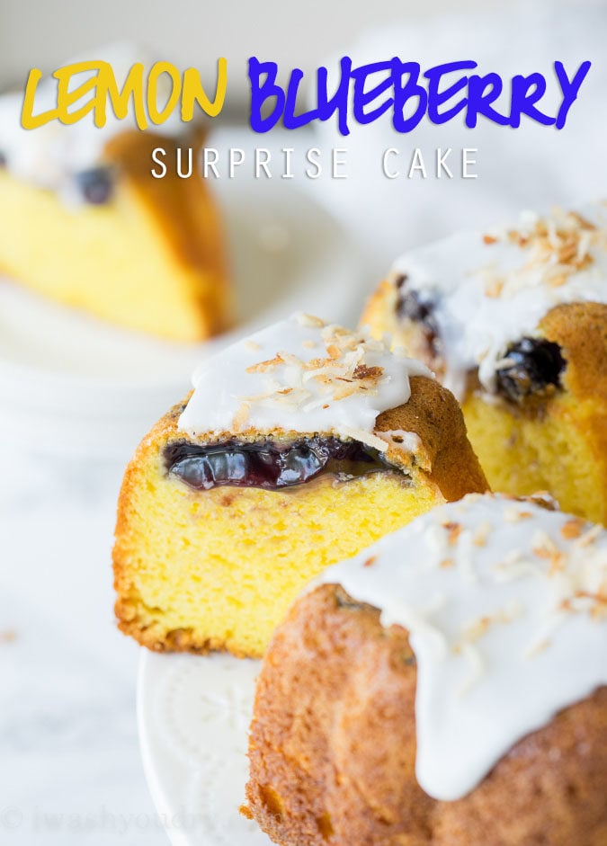 Lemon Blueberry Surprise Cake - I Wash You Dry