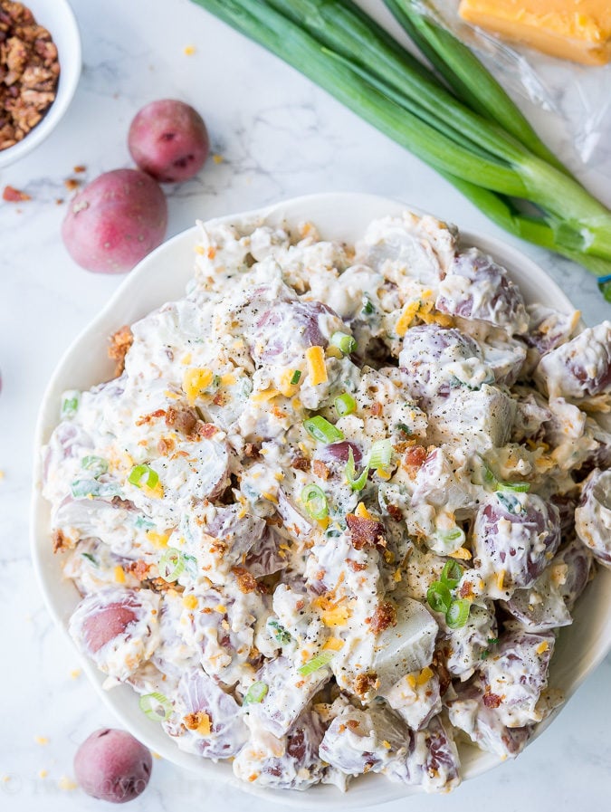 Whenever I make this Loaded Baked Potato Salad, everyone always begs for the recipe! It's so easy and so good!