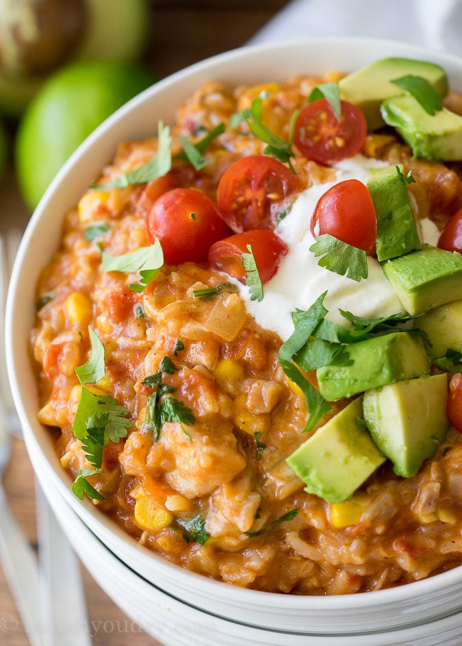 I love this Instant Pot Mexican Chicken Rice casserole! It's so easy - just toss everything in and let it cook for 12 minutes!