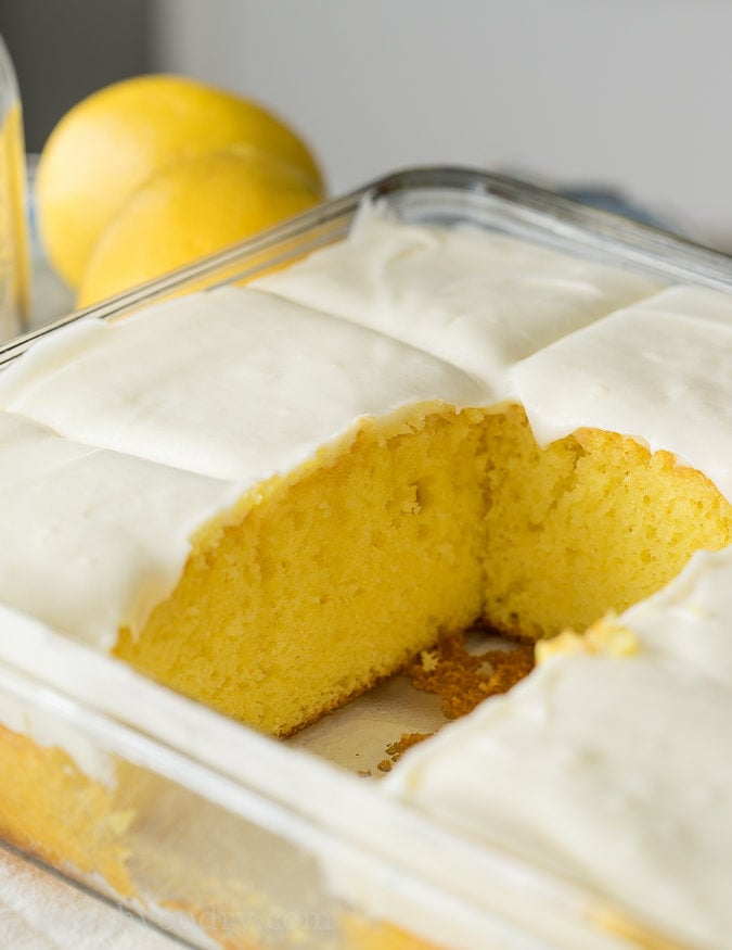 The frosting on this Super Easy Lemonade Cake is ridiculously delicious!
