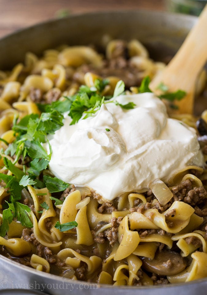 One Skillet Ground Beef Stroganoff | I Wash You Dry