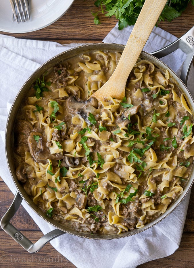 One Skillet Ground Beef Stroganoff I Wash You Dry