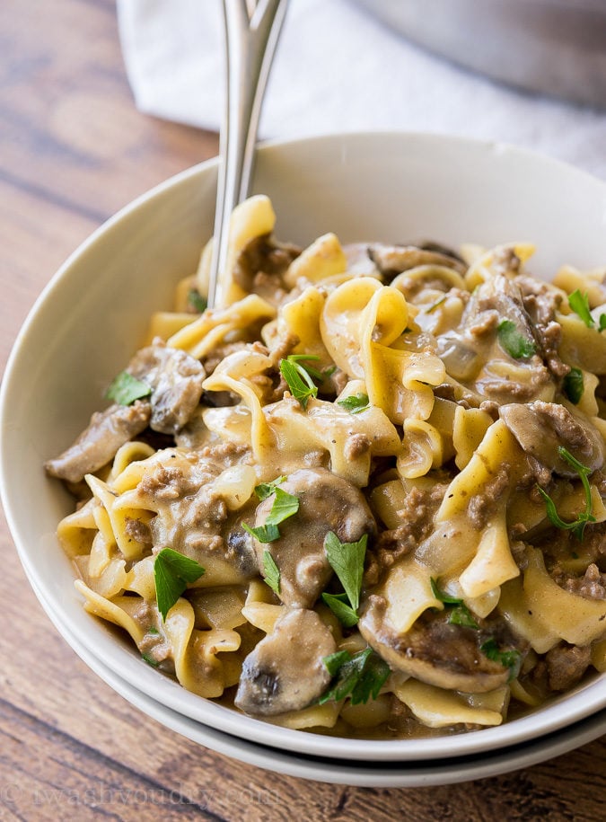 One Skillet Ground Beef Stroganoff - I Wash You Dry