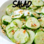 This Crunchy Thai Cucumber Salad is cool and crisp, with a slightly sweet and spicy dressing. This goes perfectly with grilled chicken, fish or steak!