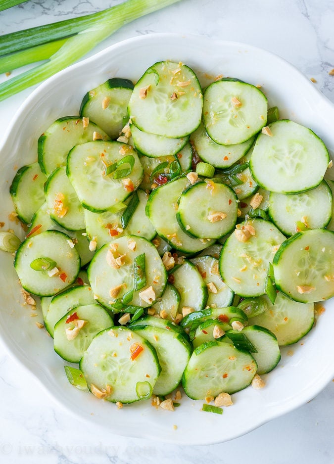 This Crunchy Thai Cucumber Salad is cool and crisp, with a slightly sweet and spicy dressing. This goes perfectly with grilled chicken, fish or steak! 