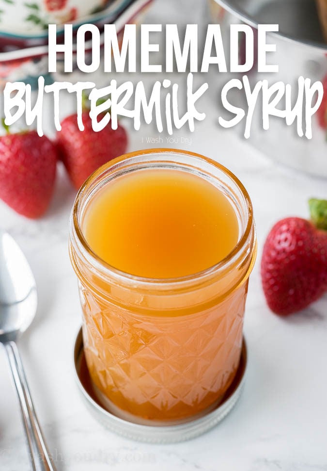 This easy Homemade Buttermilk Syrup is just a few ingredients and tastes amazing over pancakes and ice cream!