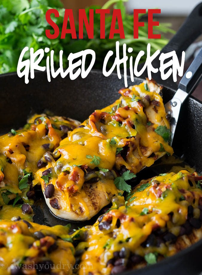 This Zesty Grilled Santa Fe Chicken is loaded with toppings and the chicken is super moist too!