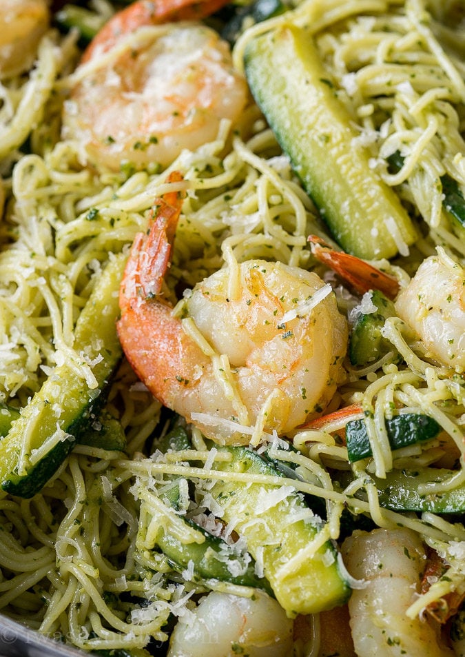 Shrimp Pesto Pasta - I Wash You Dry