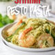 This super easy Shrimp with Pesto Pasta is an extremely flavorful dish that's filled with fresh zucchini, pasta, shrimp and parmesan cheese!