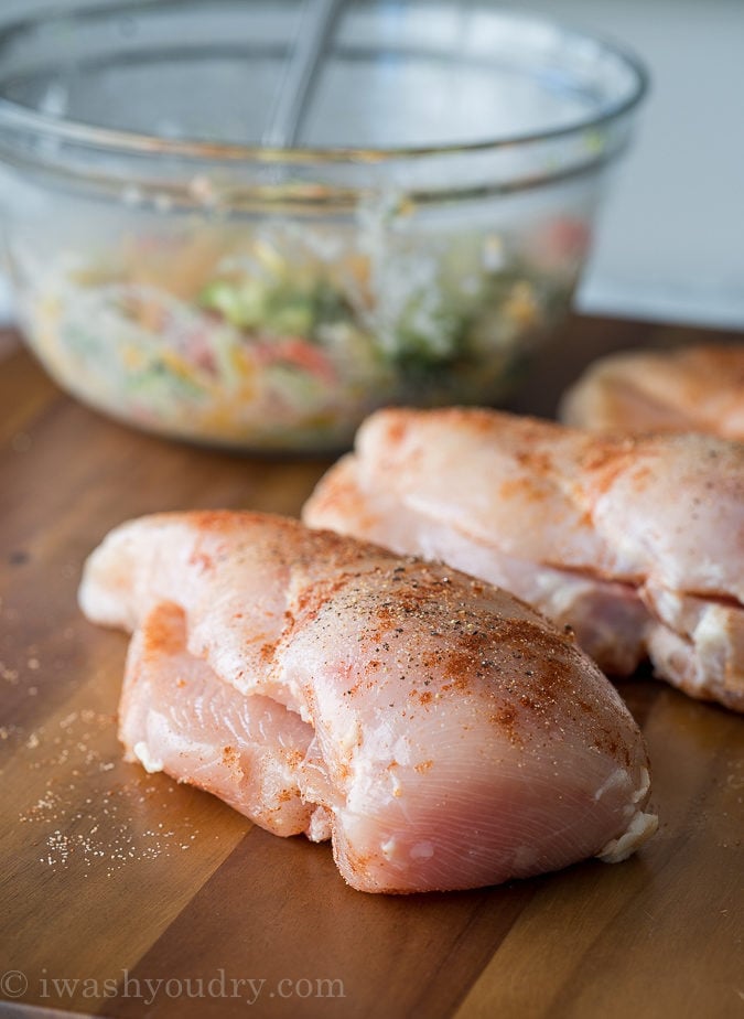 This Broccoli Cheese Stuffed Chicken Breast could not be any easier to make! Just mix the broccoli and cheese mixture in a bowl and stuff inside the chicken!