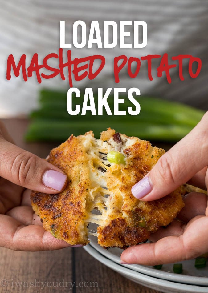 I'm basically obsessed with these EASY Loaded Mashed Potato Cakes! They're perfect for an after school snack or game day nibble! 