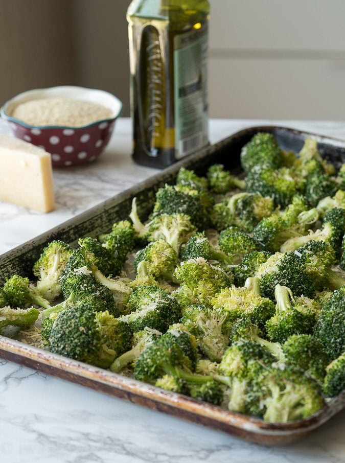 This Parmesan Roasted Broccoli is my new favorite way to eat broccoli! It's so simple and seriously so addictive!