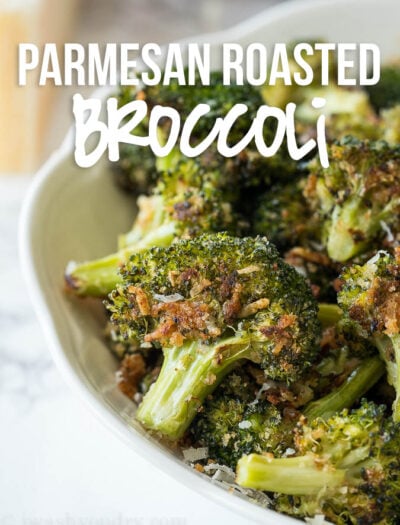 This Parmesan Roasted Broccoli is my new favorite way to eat broccoli! It's so simple and seriously so addictive!
