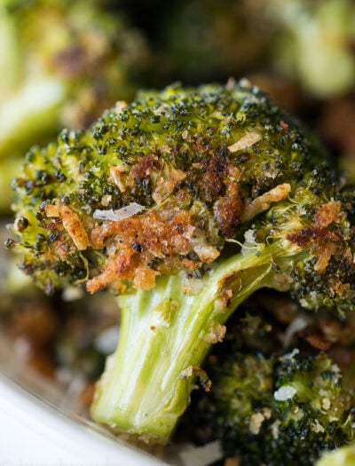 This Parmesan Roasted Broccoli is my new favorite way to eat broccoli! It's so simple and seriously so addictive!