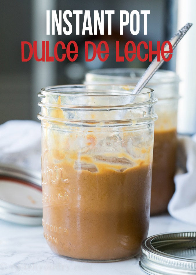 Making Instant Pot Dulce de Leche could not be any easier! Just pour in the sweetened condensed milk and let it cook! 